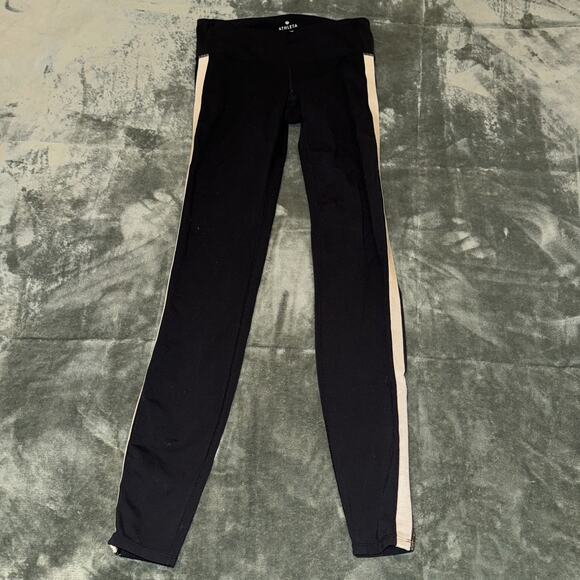 Athleta Metro Tight Leggings Women's ST Black Side Striped Ankle Zip Activewear - Picture 1 of 9